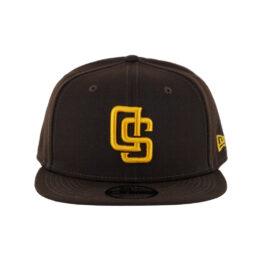 New Era 9Fifty San Diego Padres Upside Down Logo Adjustable Snapback Hat Burnt Wood Brown Gold