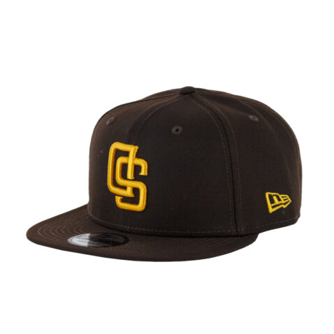 New Era 9Fifty San Diego Padres Upside Down Logo Adjustable Snapback Hat Burnt Wood Brown Gold
