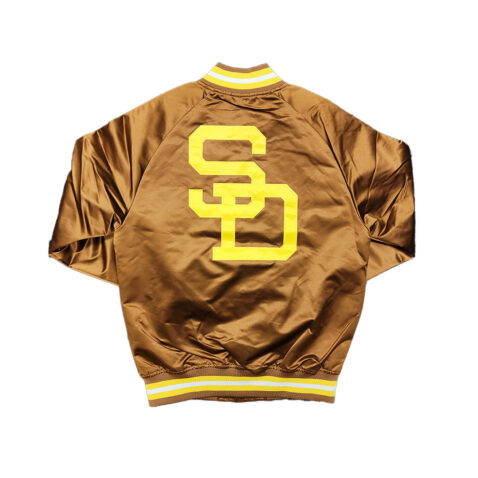 Mitchell & Ness San Diego Padres Double Clutch Lightweight Satin Jacket Brown - Image 2