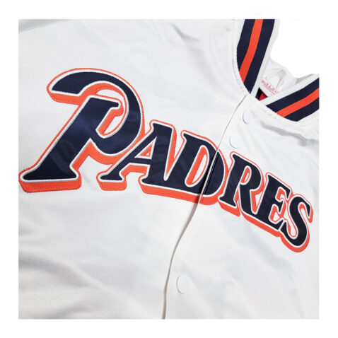 Mitchell & Ness San Diego Padres Lightweight Satin Jacket White - Image 3