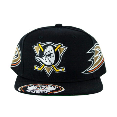Mitchell & Ness Anaheim Ducks Landed Adjustable Snapback Hat Black - Image 2