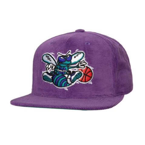 Mitchell & Ness Charlotte Hornets All Directions Corduroy Adjustable Snapback Hat Purple