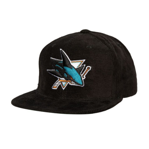 Mitchell & Ness San Jose Sharks All Directions Corduroy Adjustable Snapback Hat Black