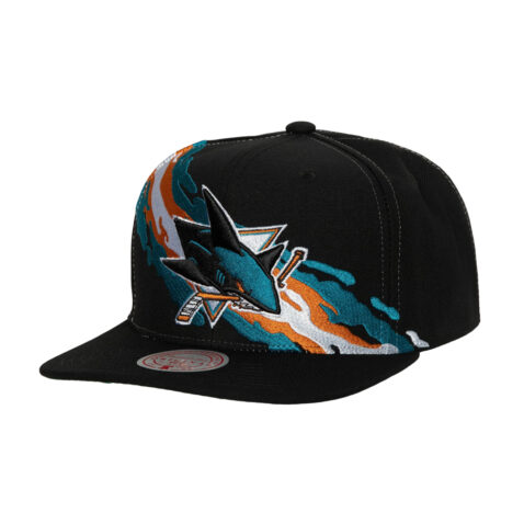 Mitchell & Ness San Jose Sharks Vintage Paintbrush Adjustable Snapback Hat Black