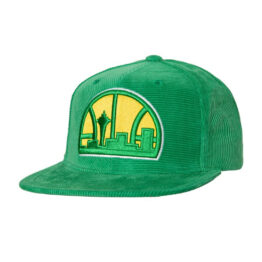 Mitchell & Ness Seattle Supersonics All Directions Corduroy Adjustable Snapback Hat Green