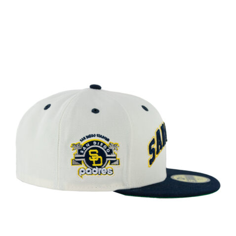 New Era 59Fifty San Diego Padres First Round Pick Fitted Hat Chrome White Dark Navy Gold