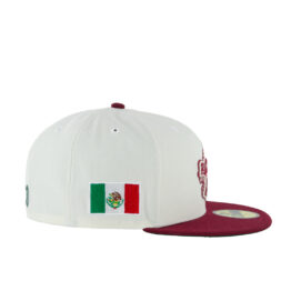 New Era 59Fifty Mexico Kukulkan Two Tone Fitted Hat Chrome White Cardinal Red Pink