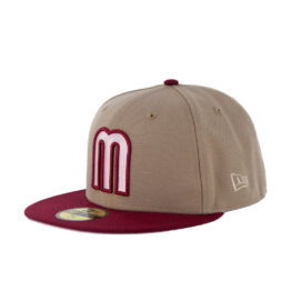 New Era 59Fifty Mexico Strawberry Shortcake Two Tone Fitted Hat Camel Cardinal Red Pink