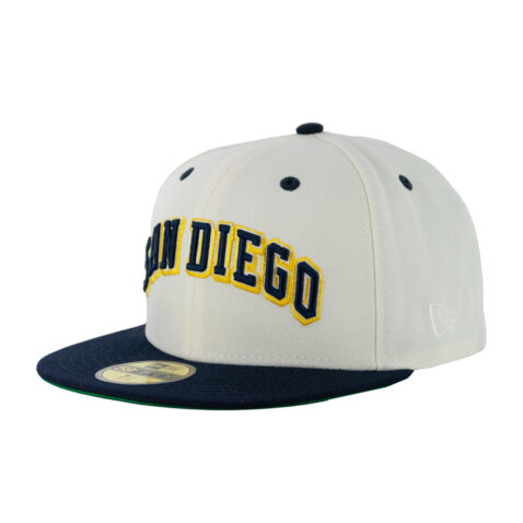 New Era 59Fifty San Diego Padres First Round Pick Fitted Hat Chrome White Dark Navy Gold
