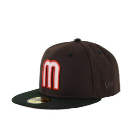 New Era 59Fifty Mexico Mocha Pinky Two Tone Fitted Hat Burnt Wood Brown Pink Black