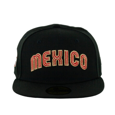New Era 59Fifty Mexico Gold Cup Fitted Hat Black Red Metallic Gold