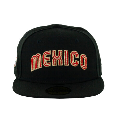 New Era 59Fifty Mexico Gold Cup Fitted Hat Black Red Metallic Gold - Image 5