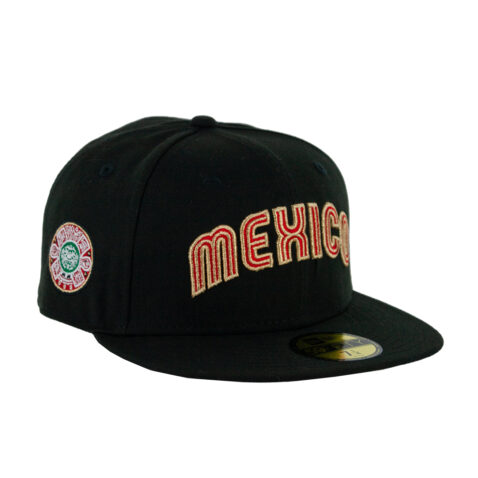 New Era 59Fifty Mexico Gold Cup Fitted Hat Black Red Metallic Gold - Image 3