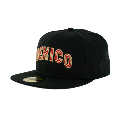 New Era 59Fifty Mexico Gold Cup Fitted Hat Black Red Metallic Gold