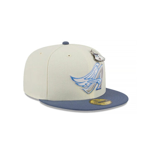 New Era 59Fifty Anaheim Angels The Elements Air Fitted Hat Chrome White Slate Blue - Image 3