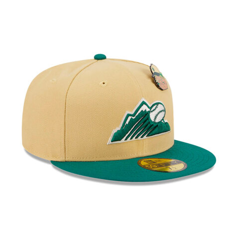 New Era 59Fifty Colorado Rockies The Elements Earth Fitted Hat Vegas Gold Emerald Green - Image 3