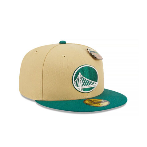 New Era 59Fifty Golden State Warriors The Elements Earth Fitted Hat Vegas Gold Emerald Green - Image 3