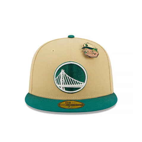 New Era 59Fifty Golden State Warriors The Elements Earth Fitted Hat Vegas Gold Emerald Green - Image 4