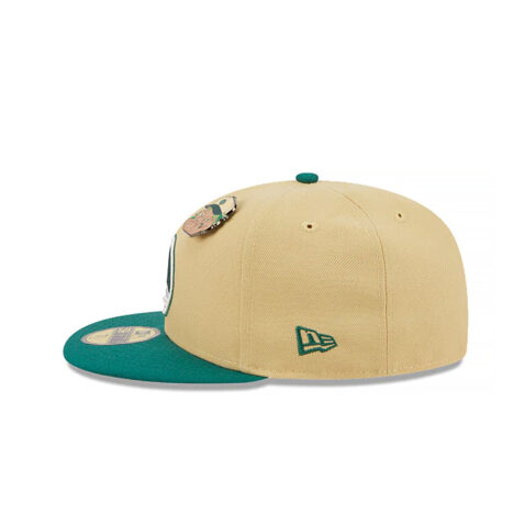 New Era 59Fifty Golden State Warriors The Elements Earth Fitted Hat Vegas Gold Emerald Green - Image 6