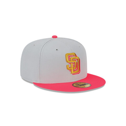 New Era 59Fifty San Diego Padres Metallic City Fitted Hat Gray Metallic Gold Pink