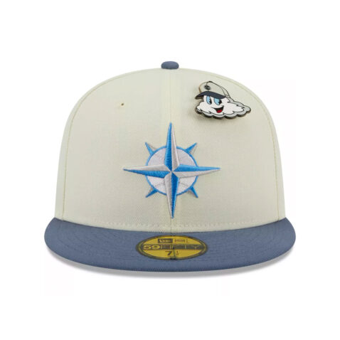 New Era 59Fifty Seattle Mariners The Elements Air Fitted Hat Chrome White Slate Blue - Image 4