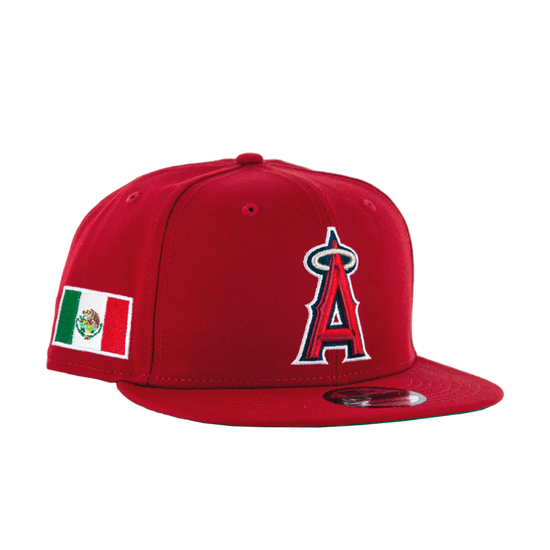 New Era 9Fifty Los Angeles Angels of Anaheim Mexico Adjustable Snapback Hat  Scarlet Red White