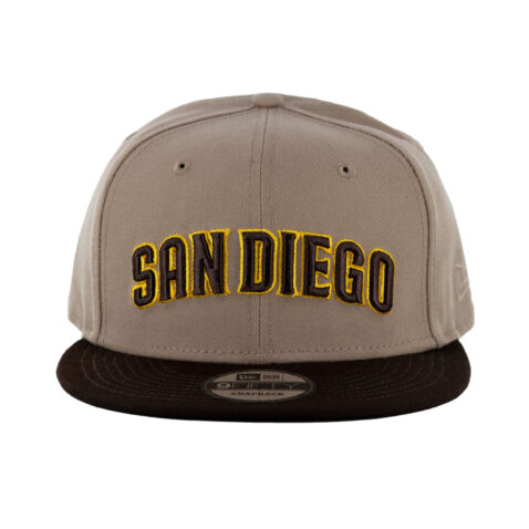 New Era 9Fifty San Diego Padres Jersey Hook Arch Word Logo Snapback Adjustable Hat Camel Burnt Wood Brown - Image 2