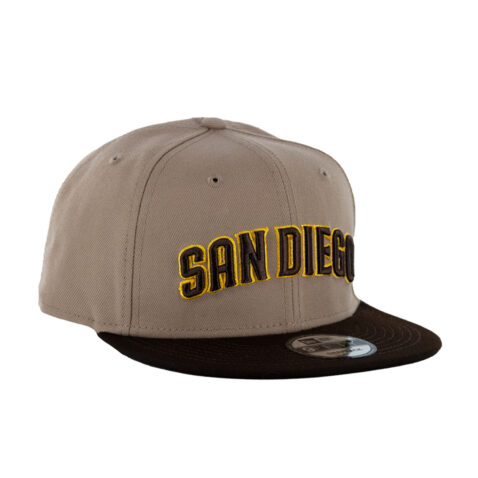 New Era 9Fifty San Diego Padres Jersey Hook Arch Word Logo Snapback Adjustable Hat Camel Burnt Wood Brown - Image 3