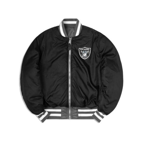 New Era x Alpha Industries Las Vegas Raiders MA-1M  Reversible Bomber Jacket Black - Image 3