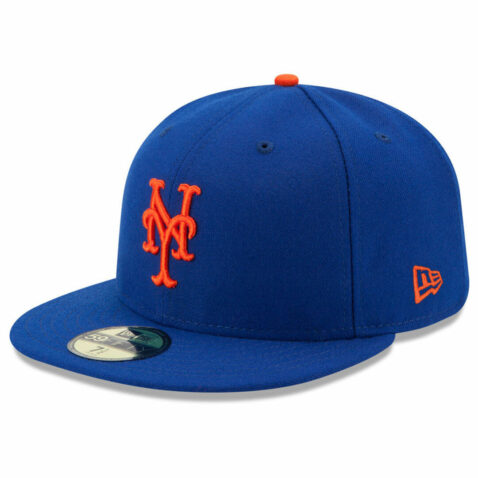 New Era 59Fifty New York Mets Game Youth On Field Fitted Hat Royal Blue Orange