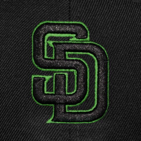 New Era 59Fifty San Diego Padres Fitted Hat Black Black Kelly Green - Image 4