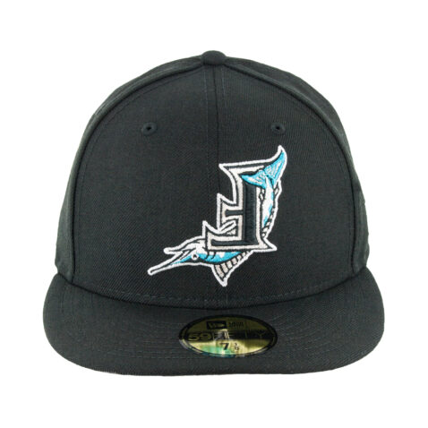 New Era 59Fifty Florida Marlins Cooperstown Upside Down Logo Black Fitted Hat