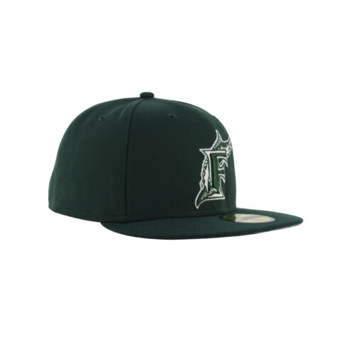 New Era 59Fifty Florida Marlins Fitted Hat Dark Green White