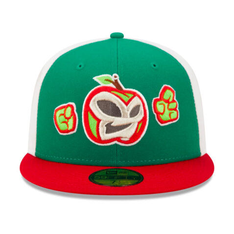 New Era 59Fifty Fort Wayne Tin Caps Manzanas Luchadoras Copa de la Diversion Fitted Hat Green Red