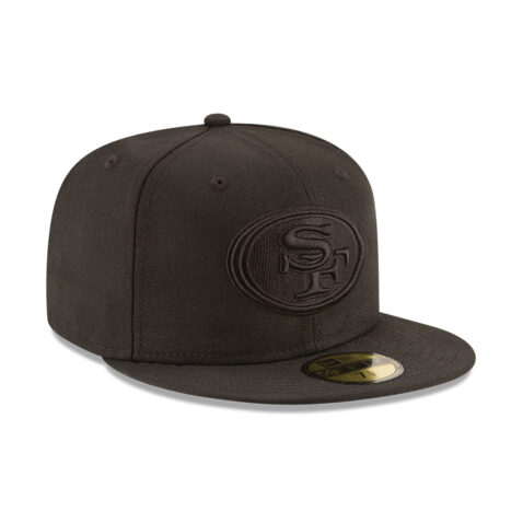 New Era 59Fifty San Francisco 49ers NFL League Basic Fitted Hat Black On Black Blackout - Image 2