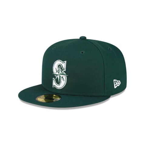 New Era 59FIFTY Seattle Mariners Fitted Hat Dark Green White