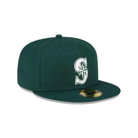 New Era 59FIFTY Seattle Mariners Fitted Hat Dark Green White