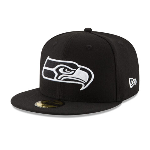 New Era 59Fifty Seattle Seahawks NFL League Basic Fitted Hat Black White