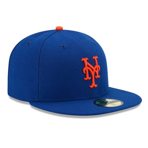 New Era 59Fifty New York Mets Game Authentic Collection On Field Fitted Hat Royal Blue Orange - Image 3