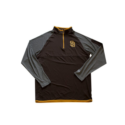 New Era San Diego Padres Quarter Zip Up Pullover T-Shirt Brown