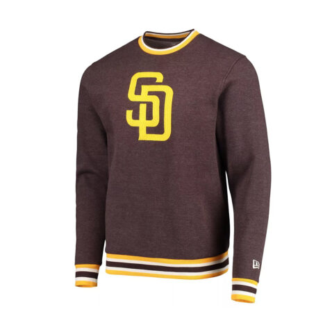 New Era San Diego Padres Retro Crewneck Sweatshirt Heather Burnt Wood Brown