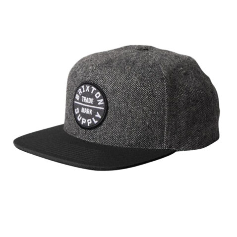 Brixton Oath III Adjustable Snapback Hat Black Grey Herringbone