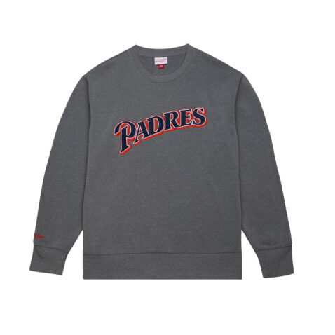 Mitchell & Ness San Diego Padres 1998 Snow Washed Fleece Crewneck Sweatshirt Heather Gray