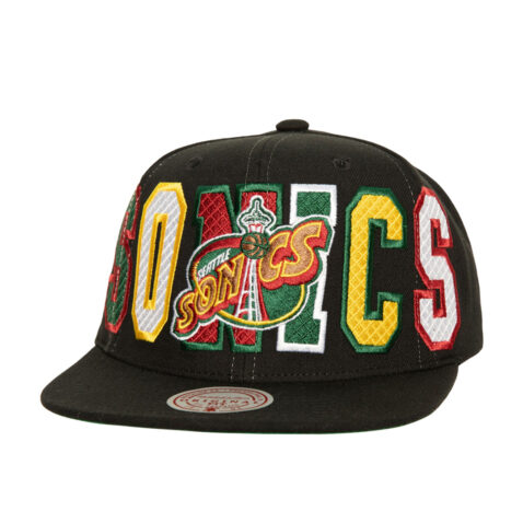 Mitchell & Ness Seattle Supersonics Varsity Bust Adjustable Snapback Hat Black