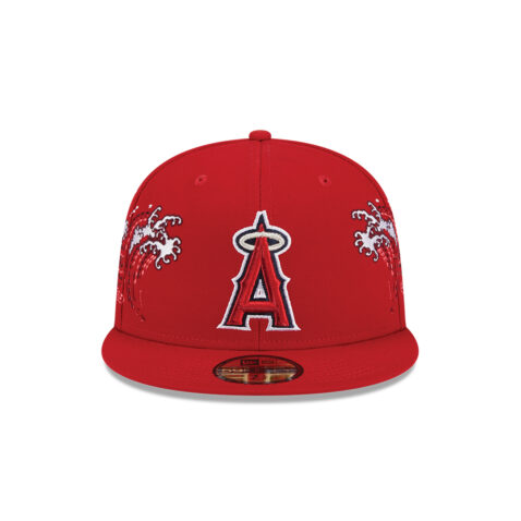 New Era 59Fifty Los Angeles Angels of Anaheim Tonal Wave Fitted Hat Scarlet Red - Image 3