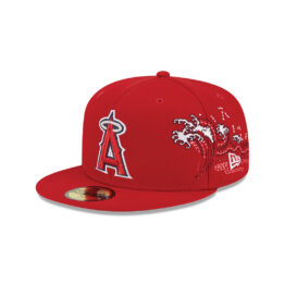 New Era 59Fifty Los Angeles Angels of Anaheim Tonal Wave Fitted Hat Scarlet Red