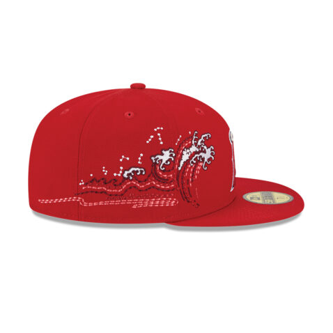 New Era 59Fifty Los Angeles Angels of Anaheim Tonal Wave Fitted Hat Scarlet Red - Image 5