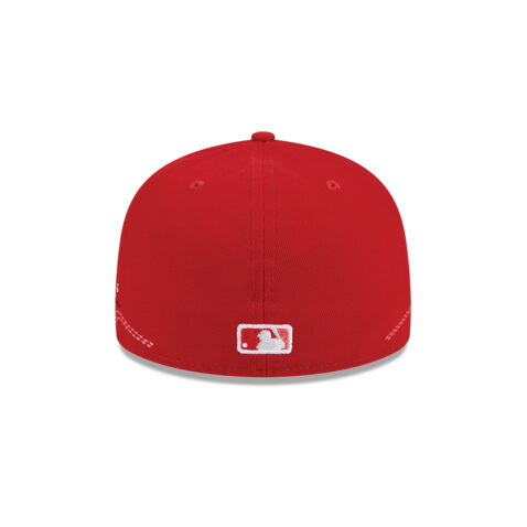 New Era 59Fifty Los Angeles Angels of Anaheim Tonal Wave Fitted Hat Scarlet Red - Image 6