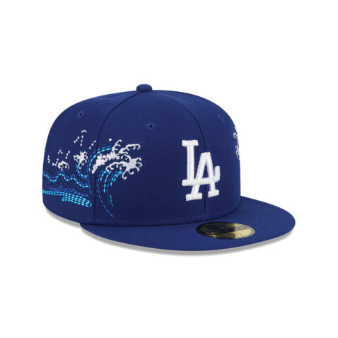 New Era 59Fifty Los Angeles Dodgers Tonal Wave Fitted Hat Dark Royal Blue - Image 4