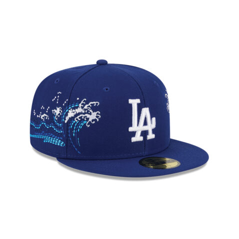 New Era 59Fifty Los Angeles Dodgers Tonal Wave Fitted Hat Dark Royal Blue